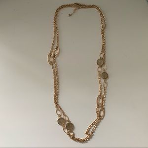 Long Double Chain Gold Necklace